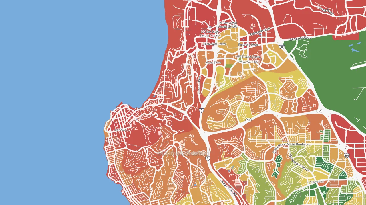 La Jolla, CA Map of Burglary Rates