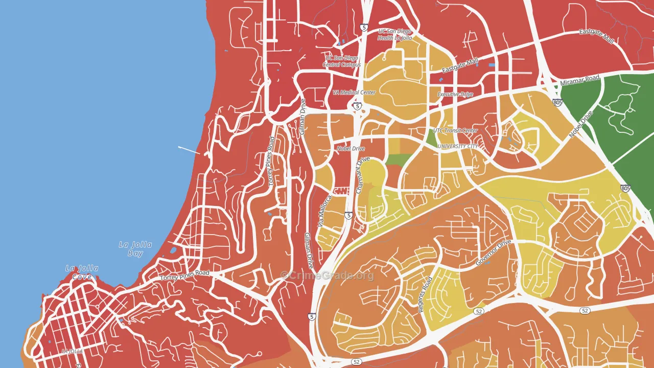 La Jolla Village, La Jolla, CA Map of Burglary Rates