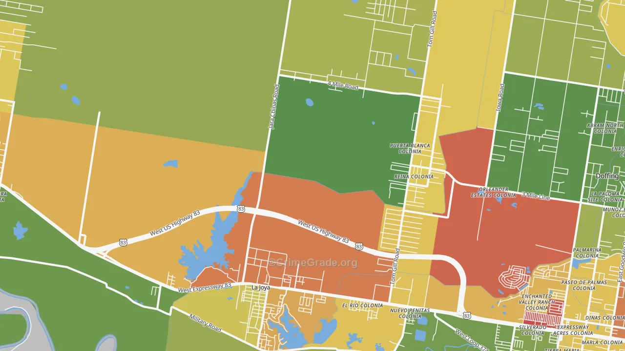 La Joya, TX Map of Burglary Rates