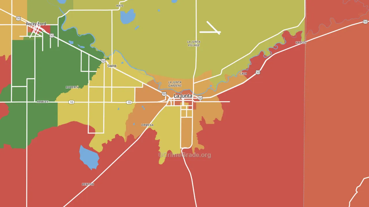 La Junta, CO Map of Burglary Rates