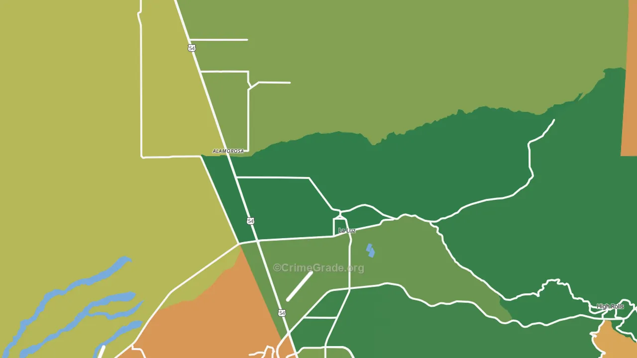 La Luz, NM Map of Burglary Rates