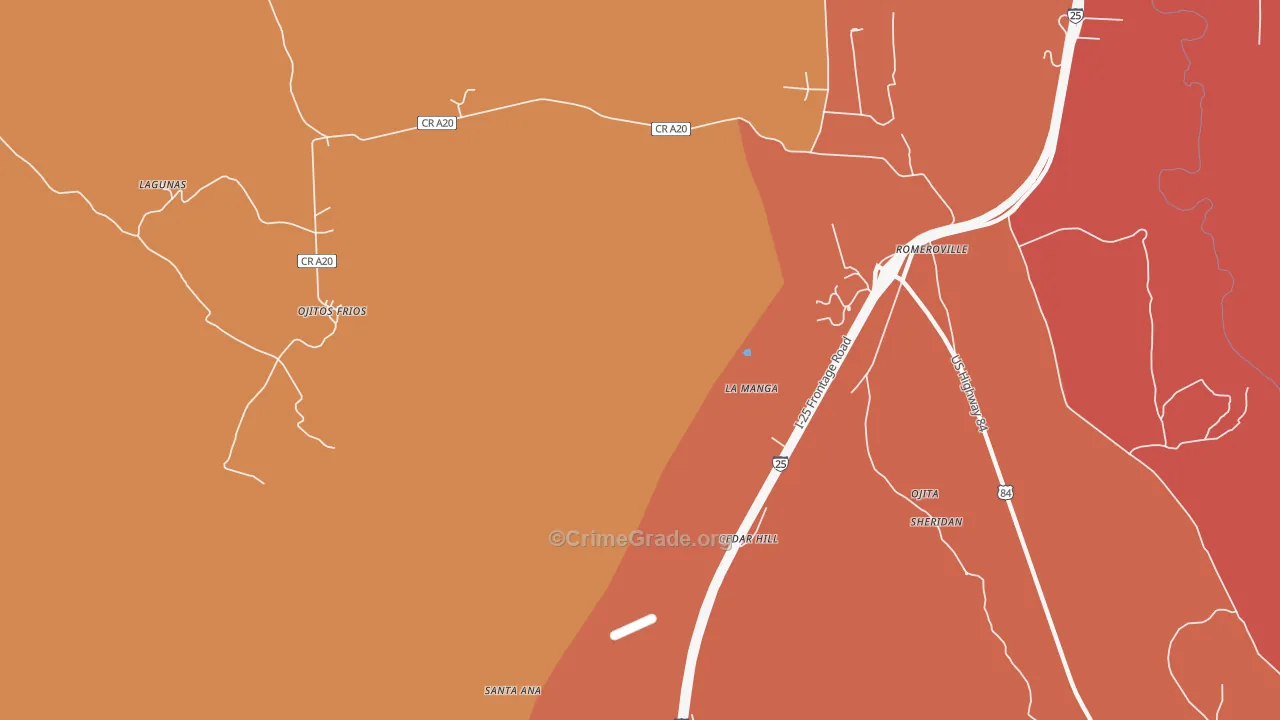 La Manga, NM Map of Burglary Rates