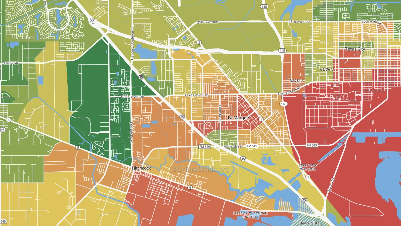 La Marque, TX Map of Burglary Rates