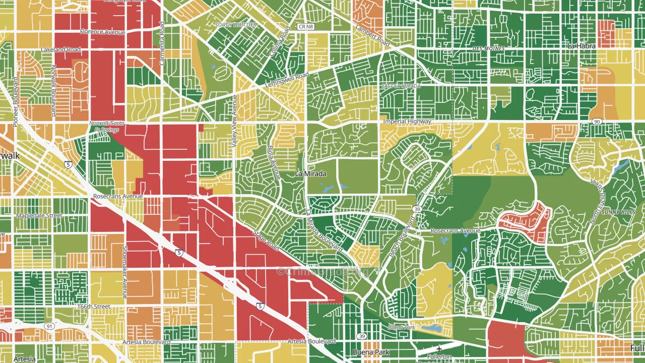 La Mirada, CA Map of Burglary Rates