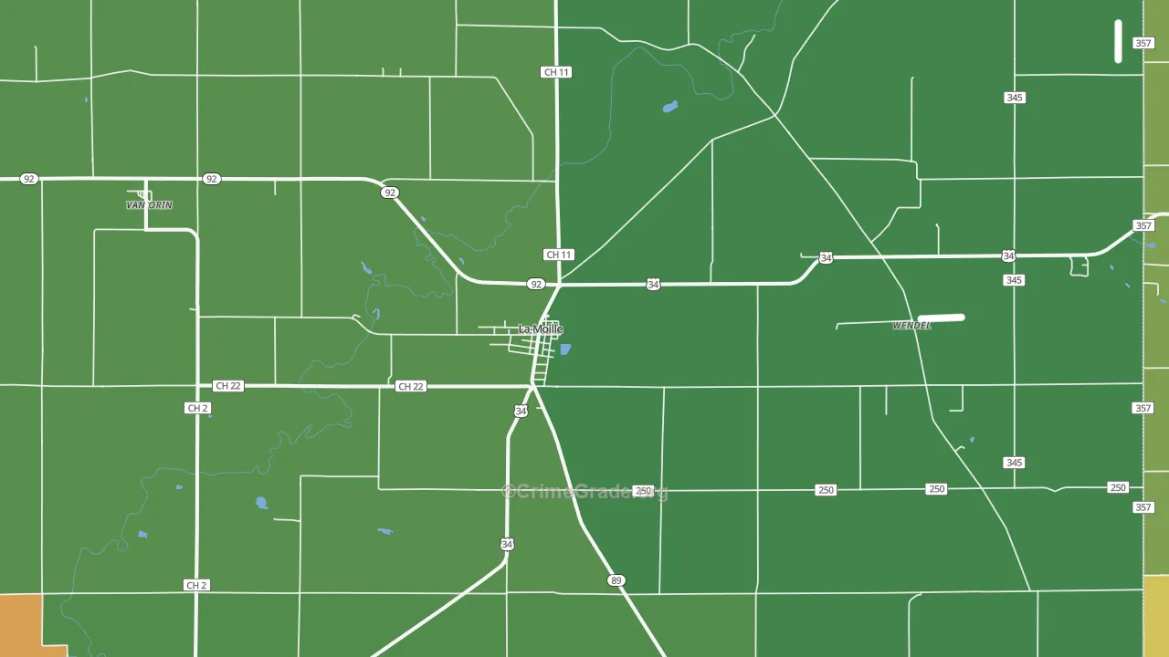 La Moille, IL Map of Burglary Rates