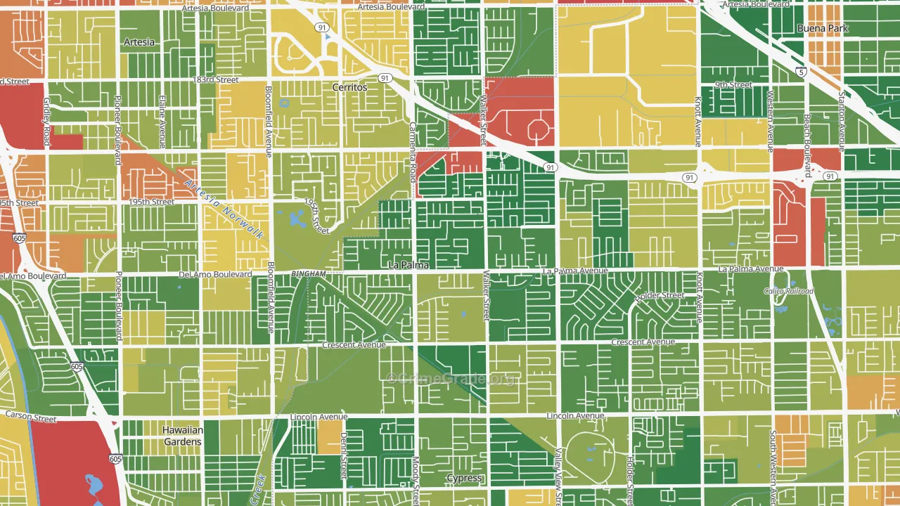 La Palma, CA Map of Burglary Rates