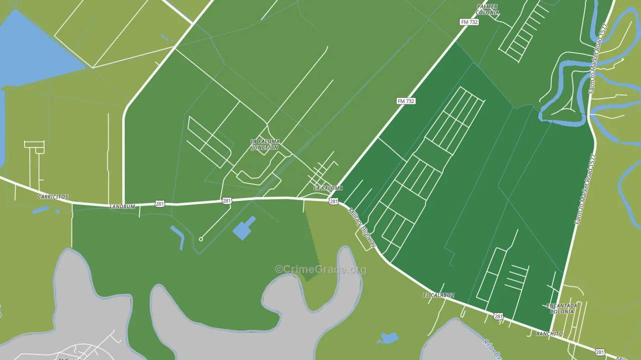 La Paloma, TX Map of Burglary Rates