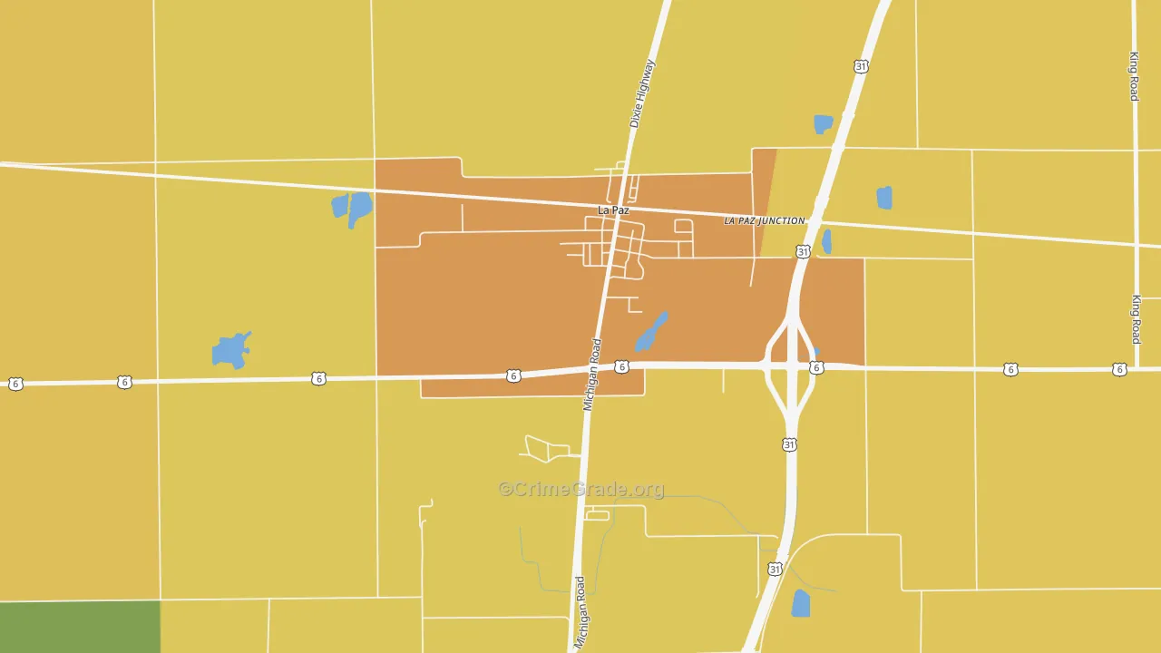 La Paz, IN Map of Burglary Rates