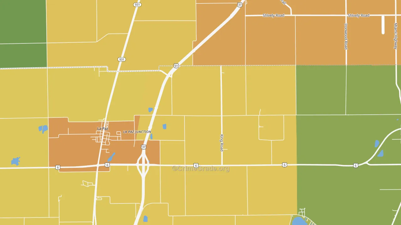 La Paz Junction, IN Map of Burglary Rates