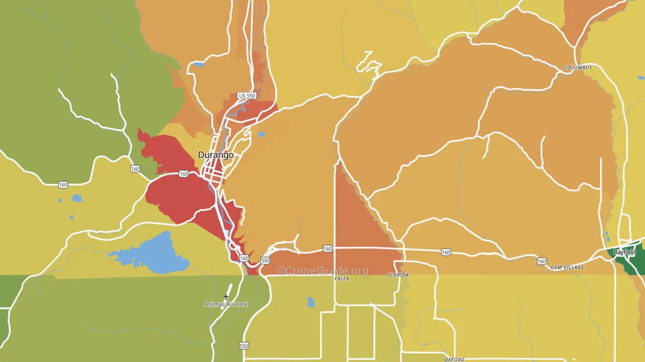 La Plata County, CO Map of Burglary Rates