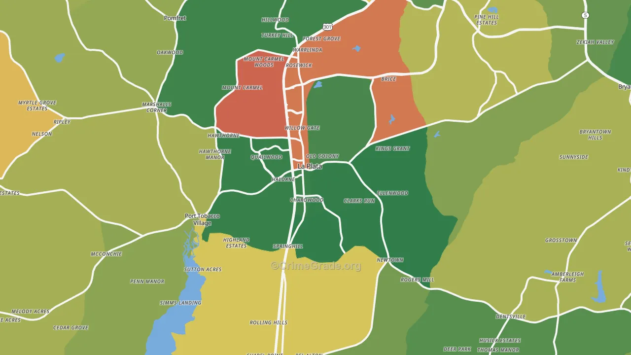 La Plata, MD Map of Burglary Rates