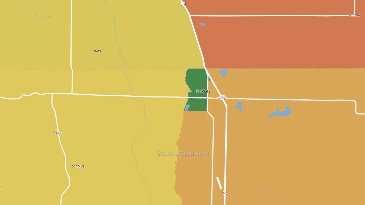 La Plata, MO Map of Burglary Rates