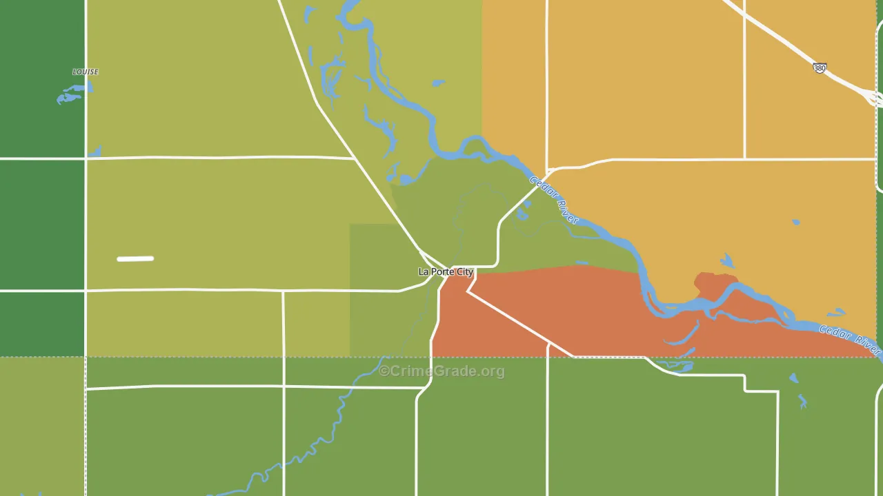 La Porte City, IA Map of Burglary Rates