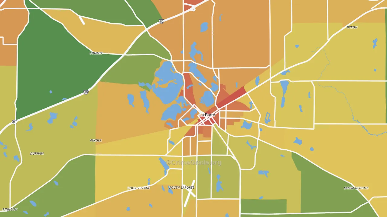 La Porte, IN Map of Burglary Rates
