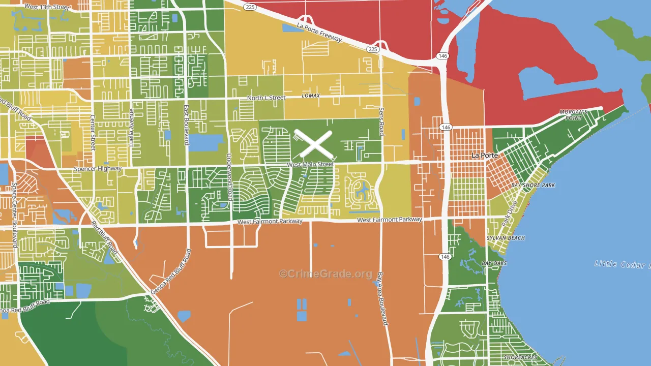 La Porte, TX Map of Burglary Rates