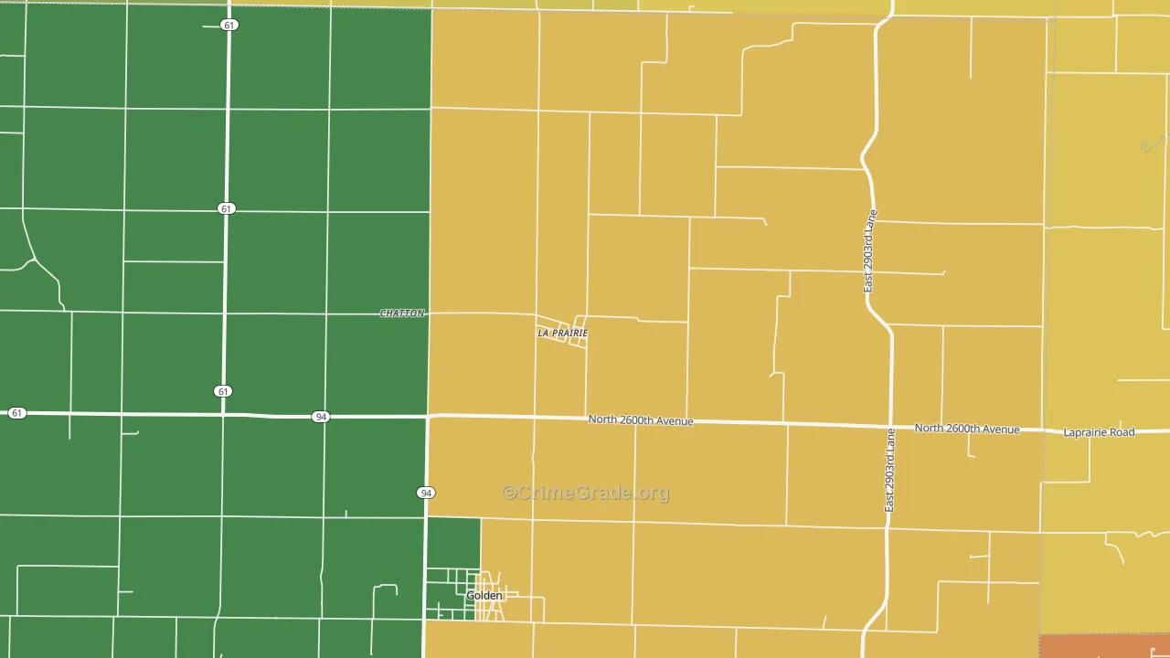 La Prairie, IL Map of Burglary Rates
