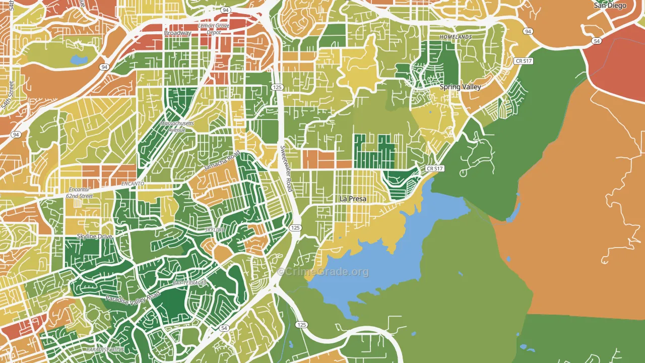 La Presa, CA Map of Burglary Rates