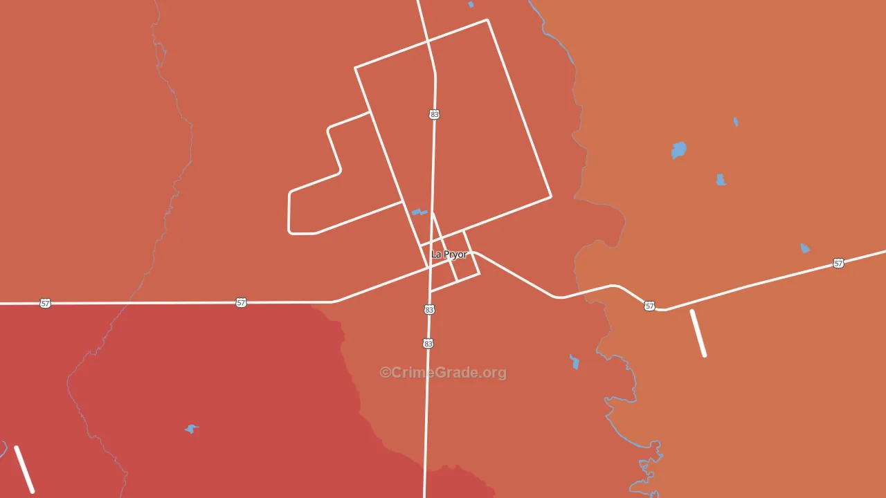 La Pryor, TX Map of Burglary Rates