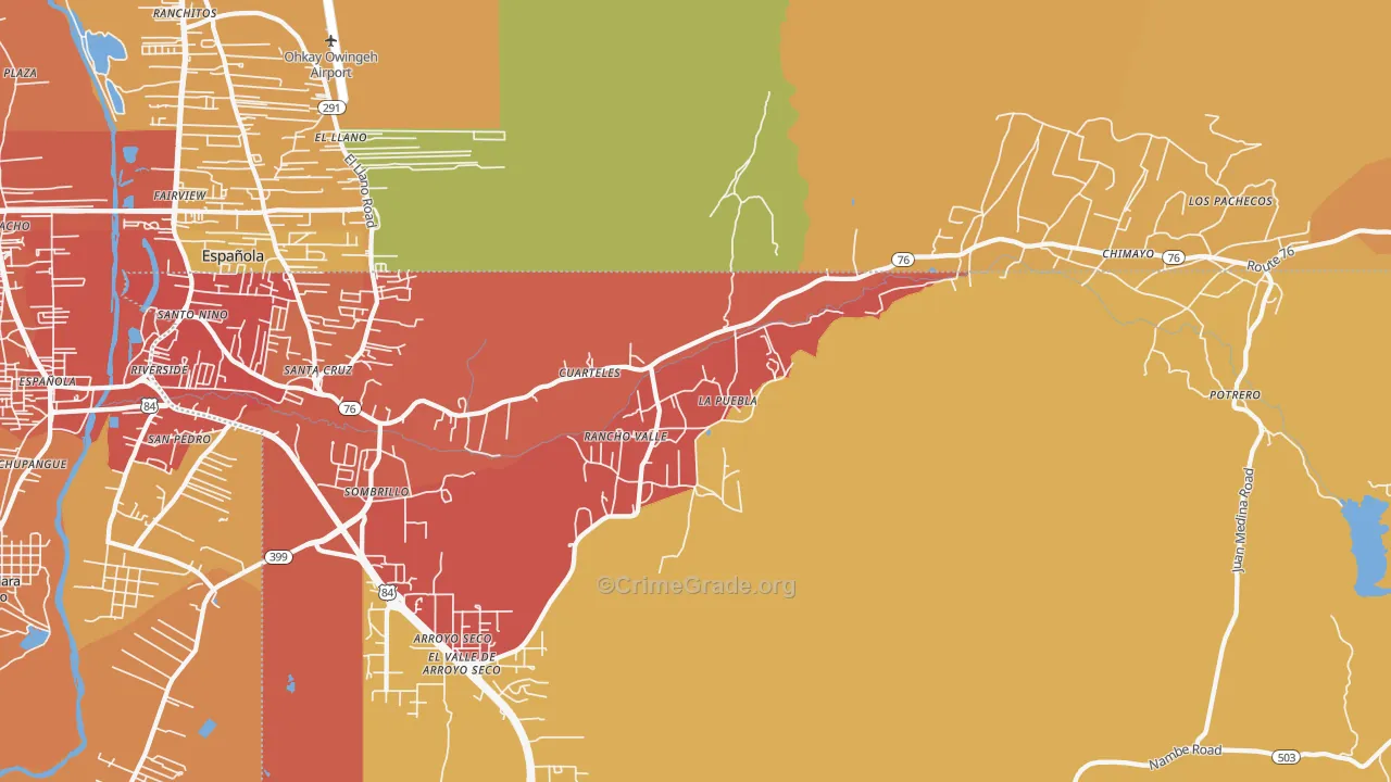 La Puebla, NM Map of Burglary Rates