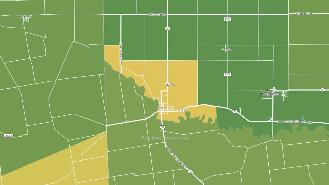 La Rue, OH Map of Burglary Rates