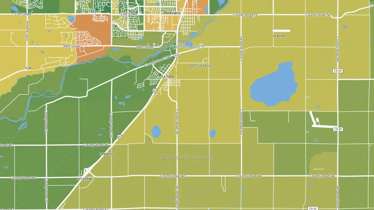 La Salle, CO Map of Burglary Rates