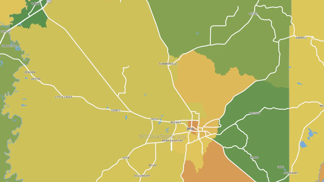 LaSalle Parish, LA Map of Burglary Rates