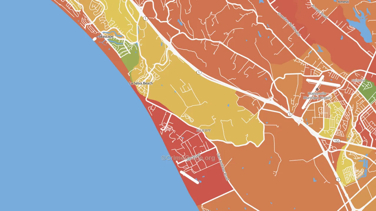 La Selva Beach, CA Map of Burglary Rates