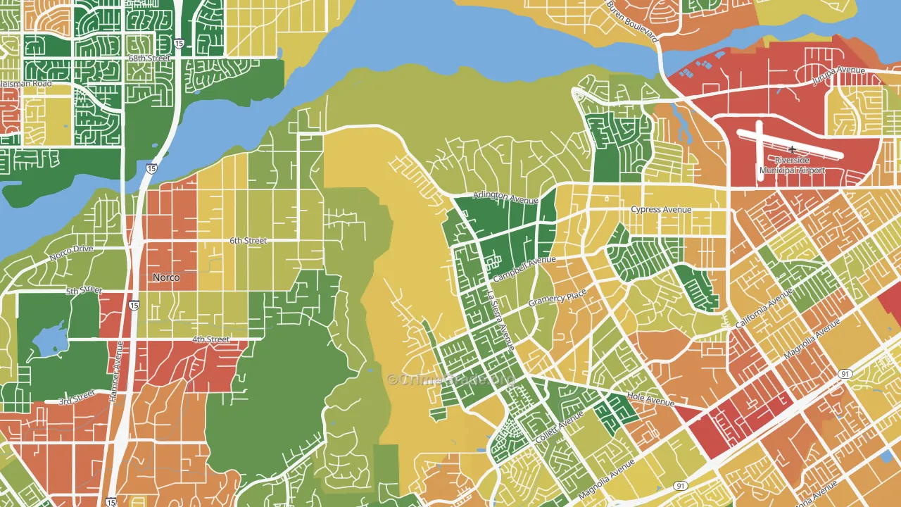 La Sierra Hills, Riverside, CA Map of Burglary Rates