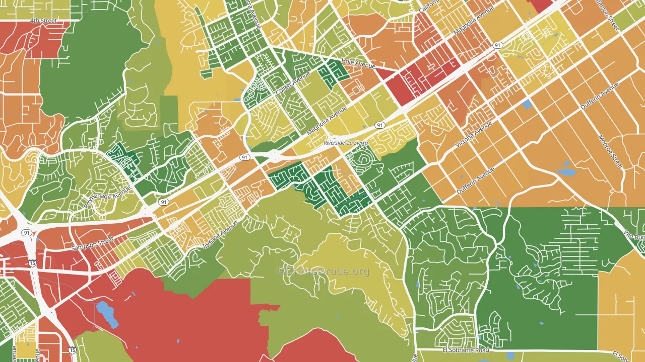 La Sierra South, Riverside, CA Map of Burglary Rates