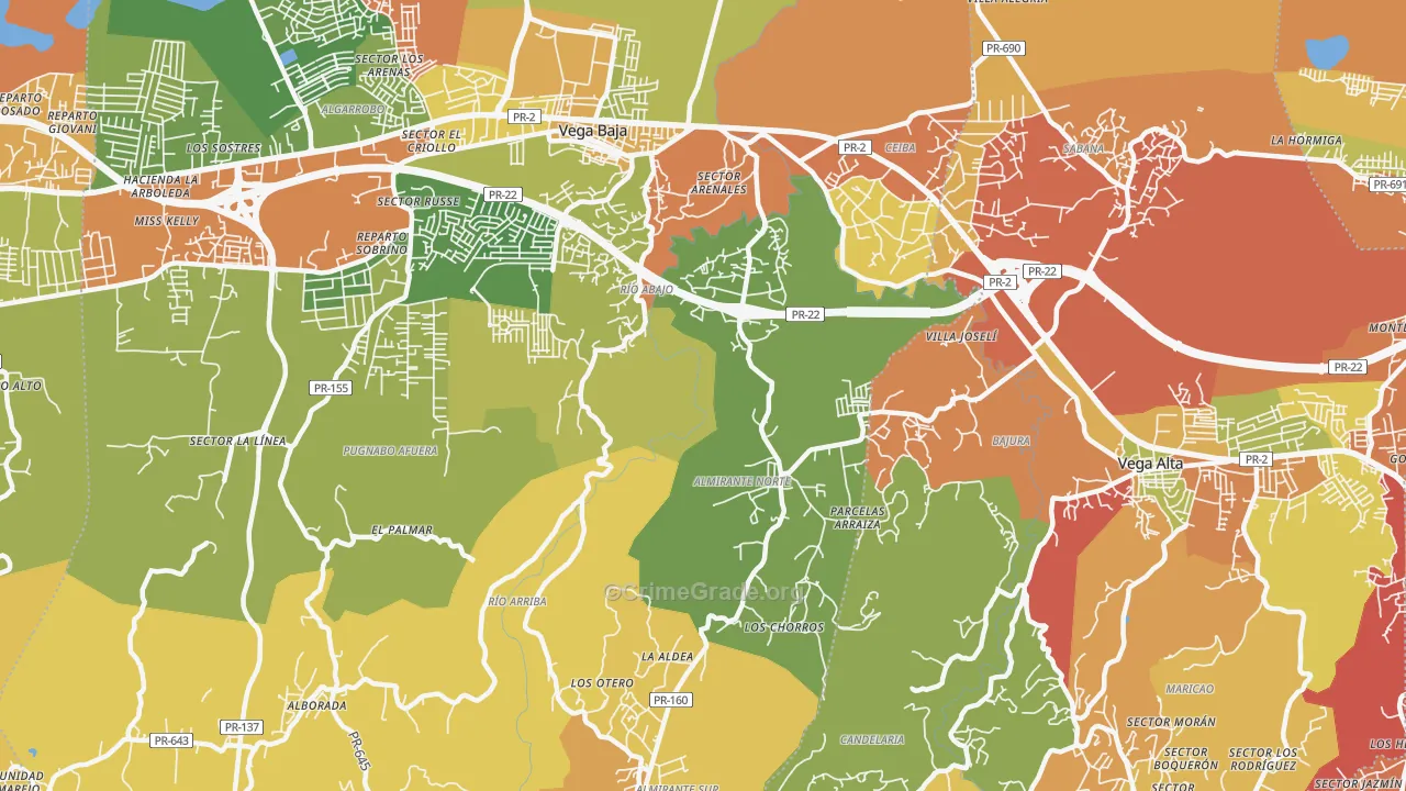 La Trocha, PR Map of Burglary Rates