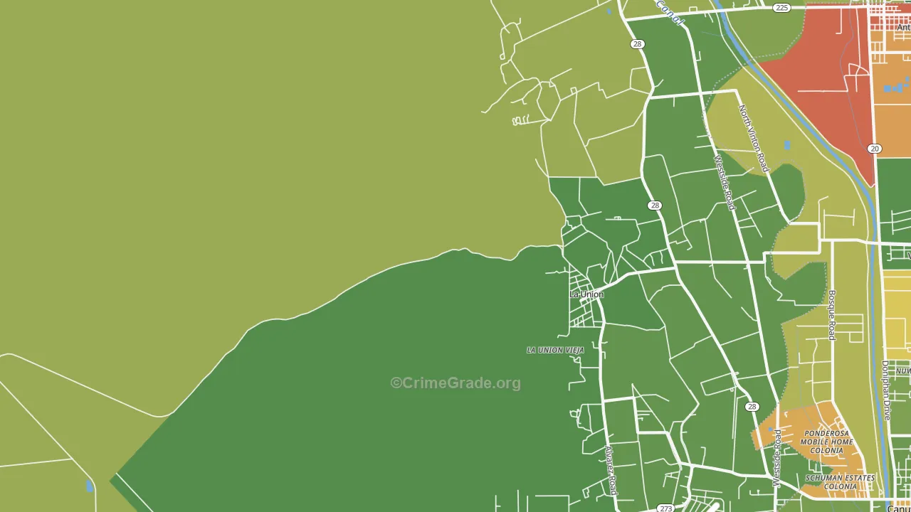 La Union, NM Map of Burglary Rates