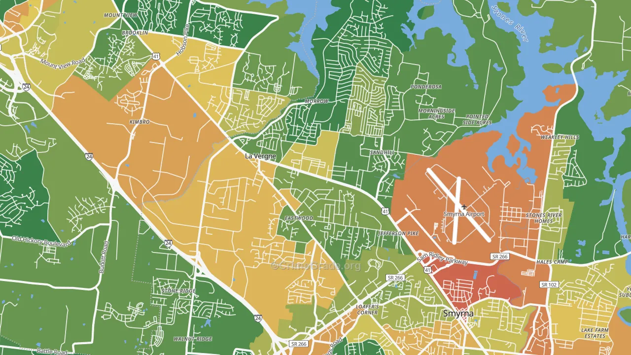 La Vergne, TN Map of Burglary Rates