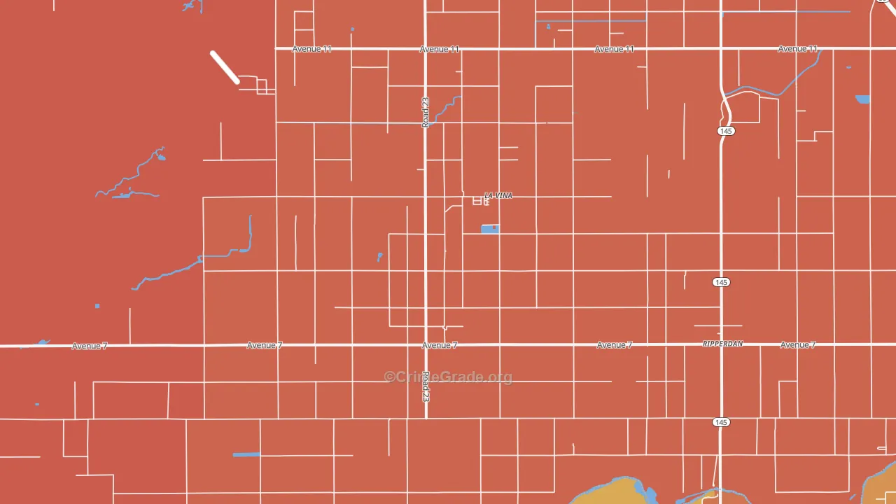La Vina, CA Map of Burglary Rates