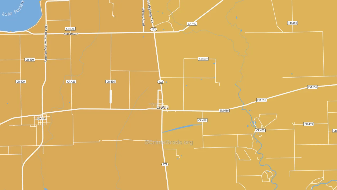 La Ward, TX Map of Burglary Rates