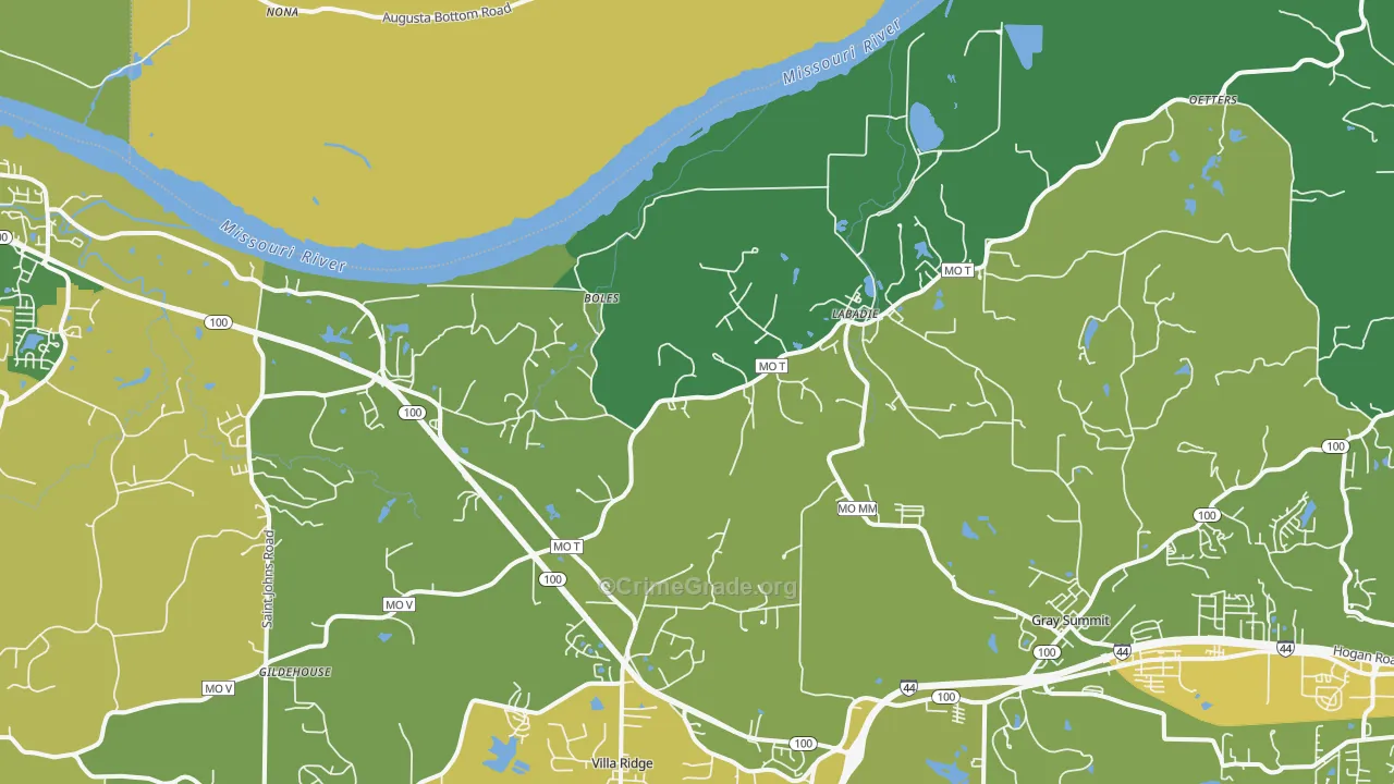 Labadie, MO Map of Burglary Rates