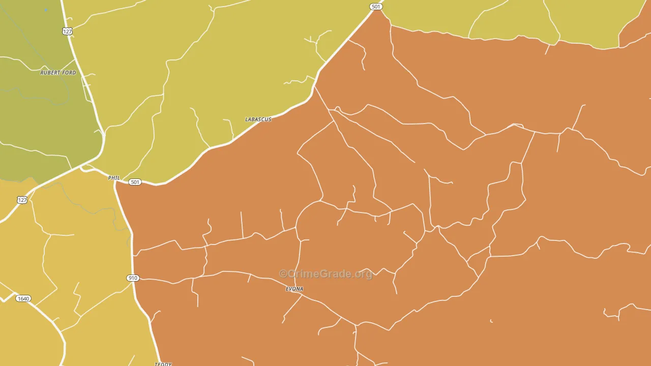 Labascus, KY Map of Burglary Rates