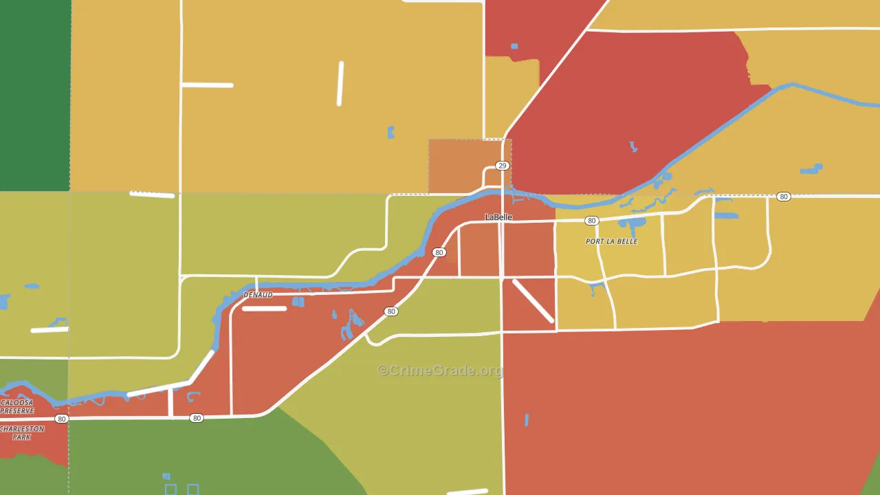 Labelle, FL Map of Burglary Rates