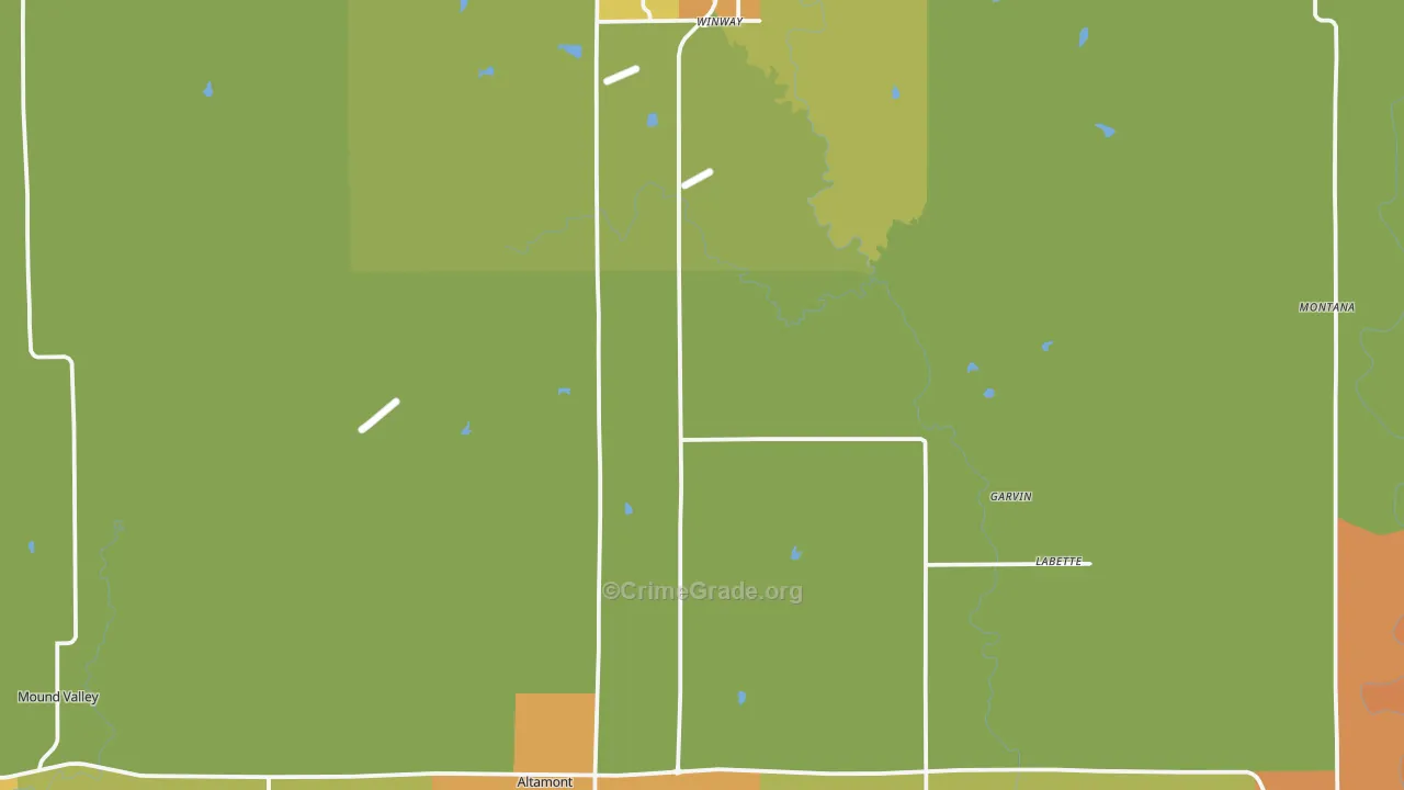 Labette County, KS Map of Burglary Rates