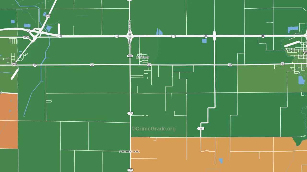 Lacassine, LA Map of Burglary Rates