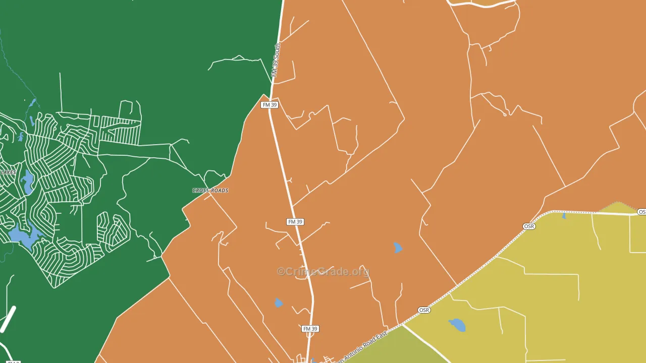Laceola, TX Map of Burglary Rates