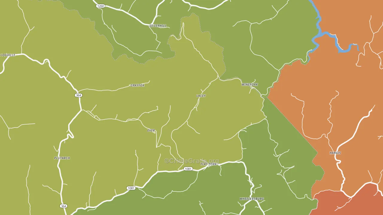 Lacey, KY Map of Burglary Rates
