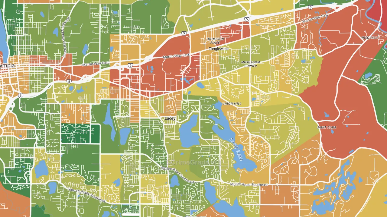 Lacey, WA Map of Burglary Rates