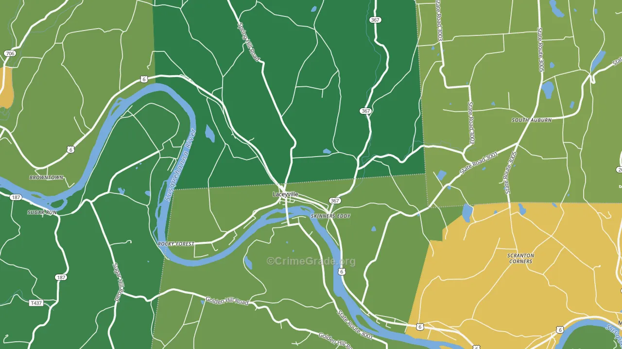 Laceyville, PA Map of Burglary Rates