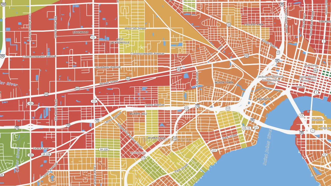 Lackawanna, Jacksonville, FL Map of Burglary Rates