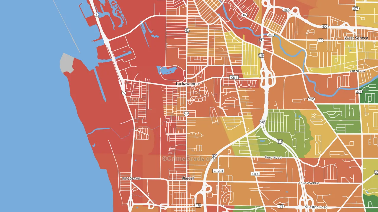 Lackawanna, NY Map of Burglary Rates