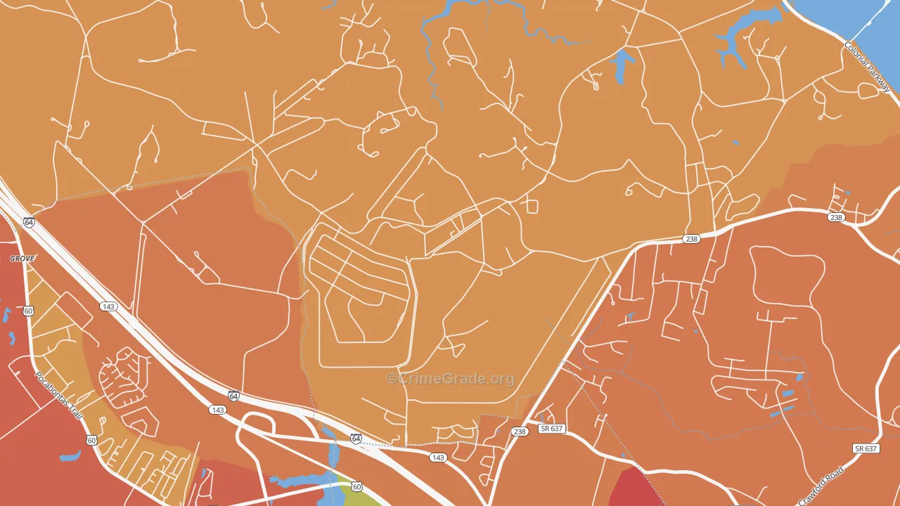Lackey, VA Map of Burglary Rates