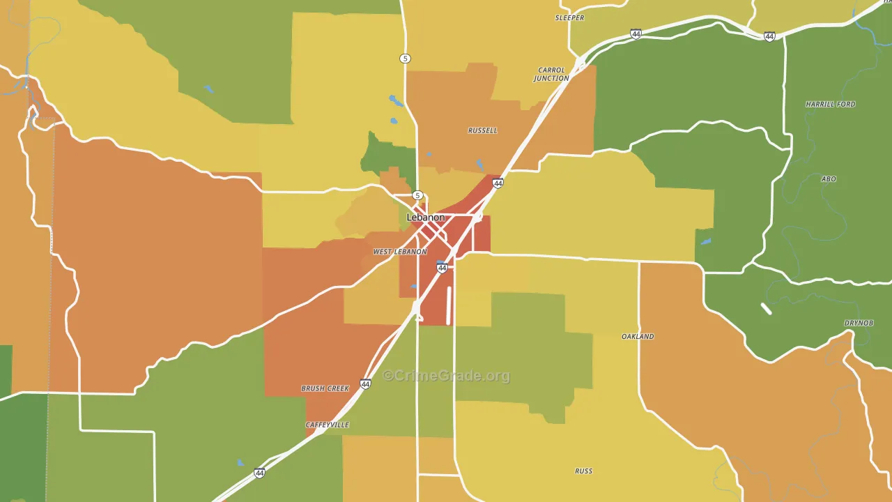 Laclede County, MO Map of Burglary Rates