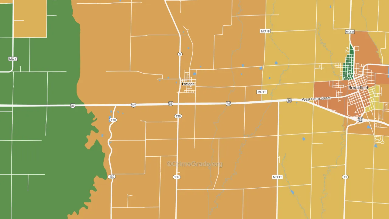 Laclede, MO Map of Burglary Rates