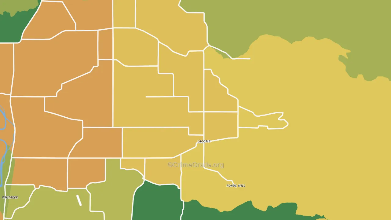 Lacomb, OR Map of Burglary Rates