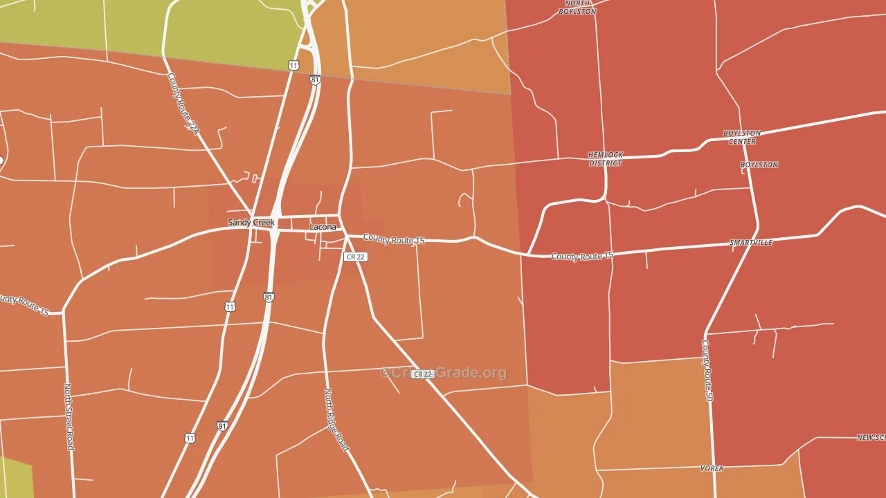 Lacona, NY Map of Burglary Rates